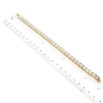 925 Sterling Silver Gold Plated Round-Cut C Z Tennis Link Bracelet 8.25"