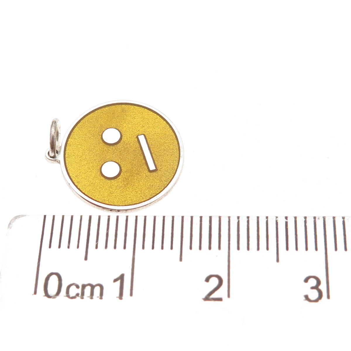925 Sterling Silver Yellow Enamel Confused Face Emoji Charm Pendant