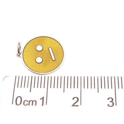 925 Sterling Silver Yellow Enamel Confused Face Emoji Charm Pendant