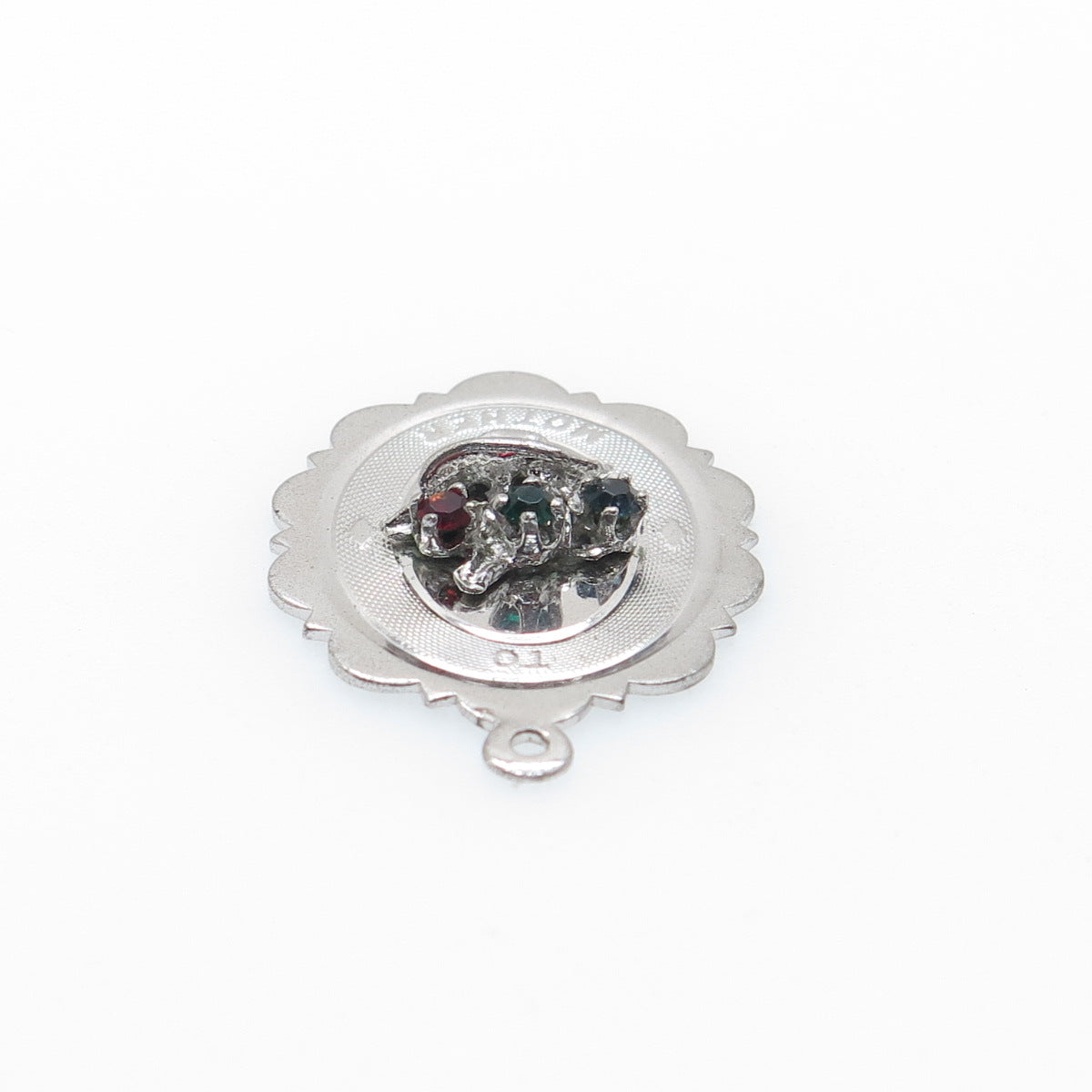 TOWN & COUNTRY 925 Sterling Silver Antique Rhinestone Flower To Mother Pendant