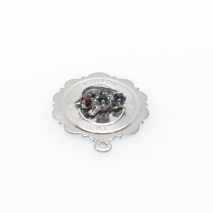 TOWN & COUNTRY 925 Sterling Silver Antique Rhinestone Flower To Mother Pendant