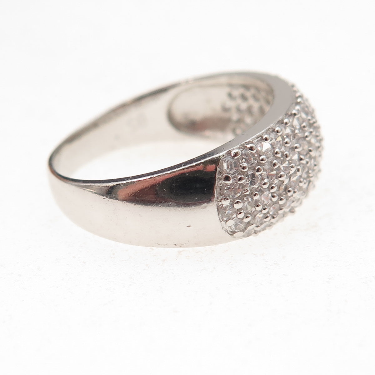925 Sterling Silver Round-Cut C Z Sparkle Ring Size 9.5