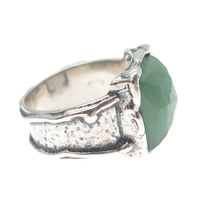 TAMIR ZUMAN 925 Sterling Silver Vintage Real Aventurine Modernist Ring Size 8.5