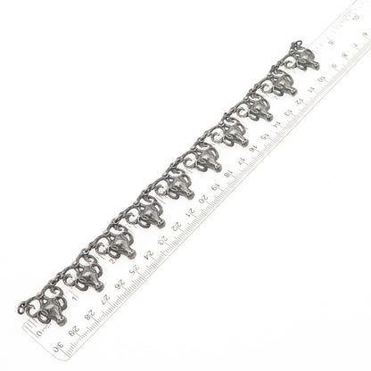 925 Sterling Silver Vintage Aries Zodiac Oxidized Centerpiece Necklace Part 8.5"