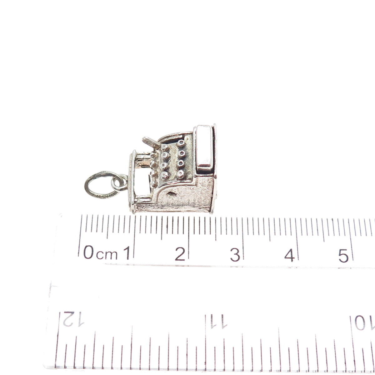 BEAU 925 Sterling Silver Vintage Cash Register Mini Movable 3D Charm Pendant