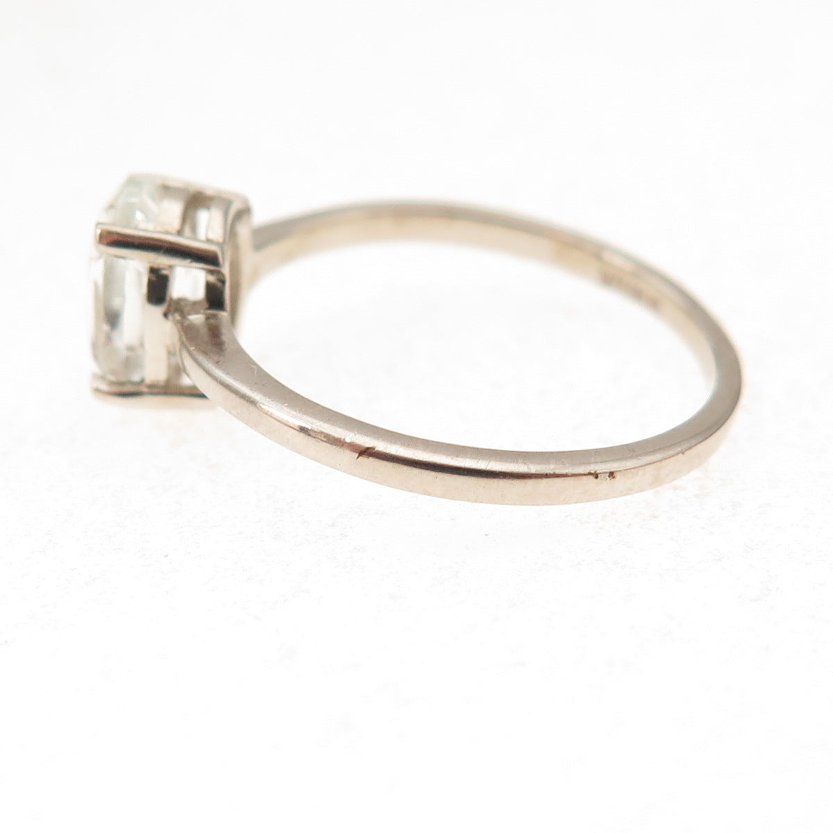 Dazzlers 925 Sterling Silver Real Oval-Cut White Topaz Engagement Ring Size 7