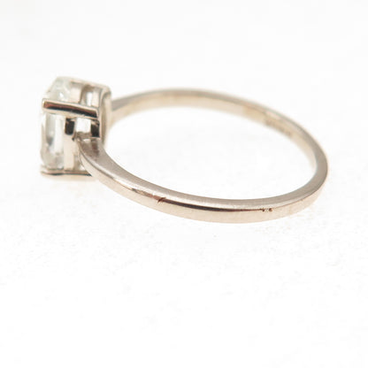 Dazzlers 925 Sterling Silver Real Oval-Cut White Topaz Engagement Ring Size 7
