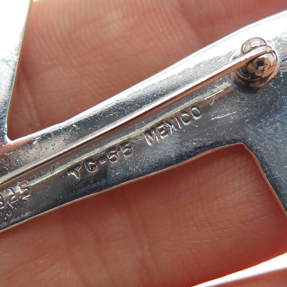 925 Sterling Silver Vintage Mexico Lightning Bolt Modernist Pin Brooch