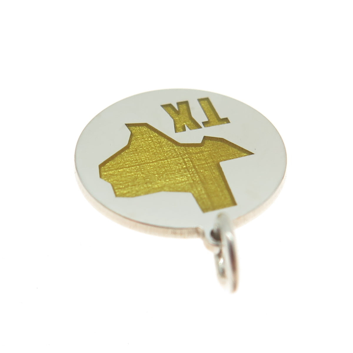 925 Sterling Silver Yellow Enamel Texas State Map Minimalist Charm Pendant