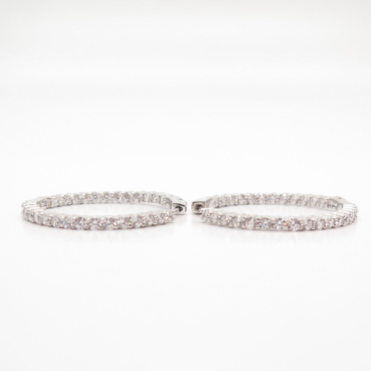 925 Sterling Silver Pave C Z Hoop Earrings