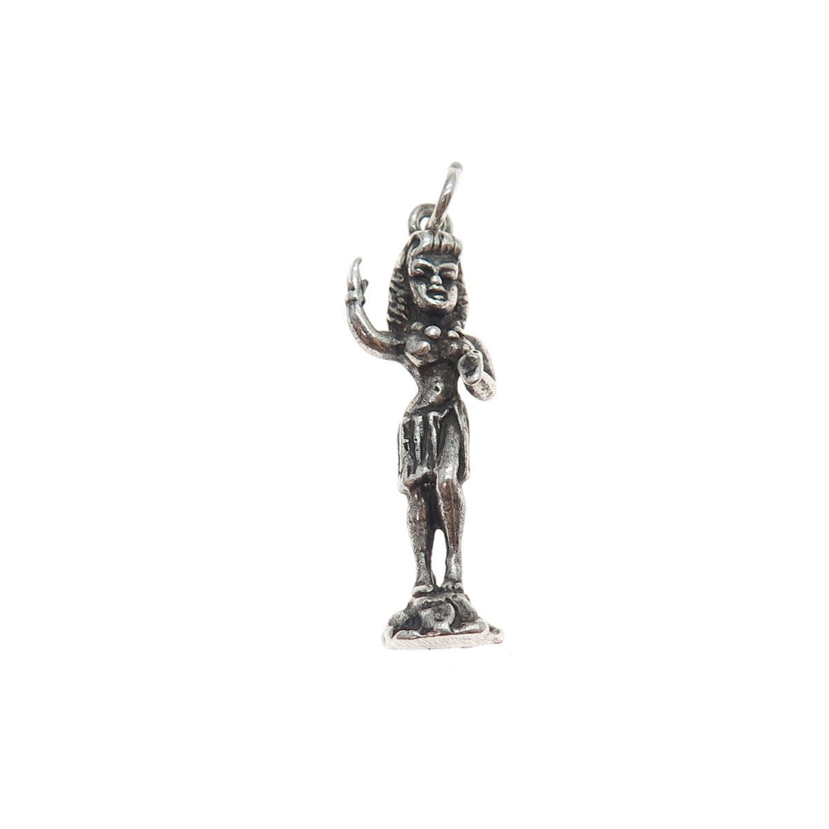 925 Sterling Silver Vintage Hula Dance Oxidized Charm Pendant