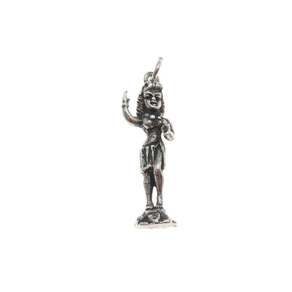 925 Sterling Silver Vintage Hula Dance Oxidized Charm Pendant
