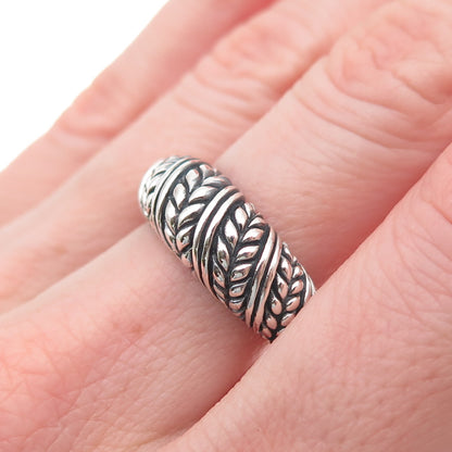 925 Sterling Silver Vintage Modernist Wheat Oxidized Ring Size 8