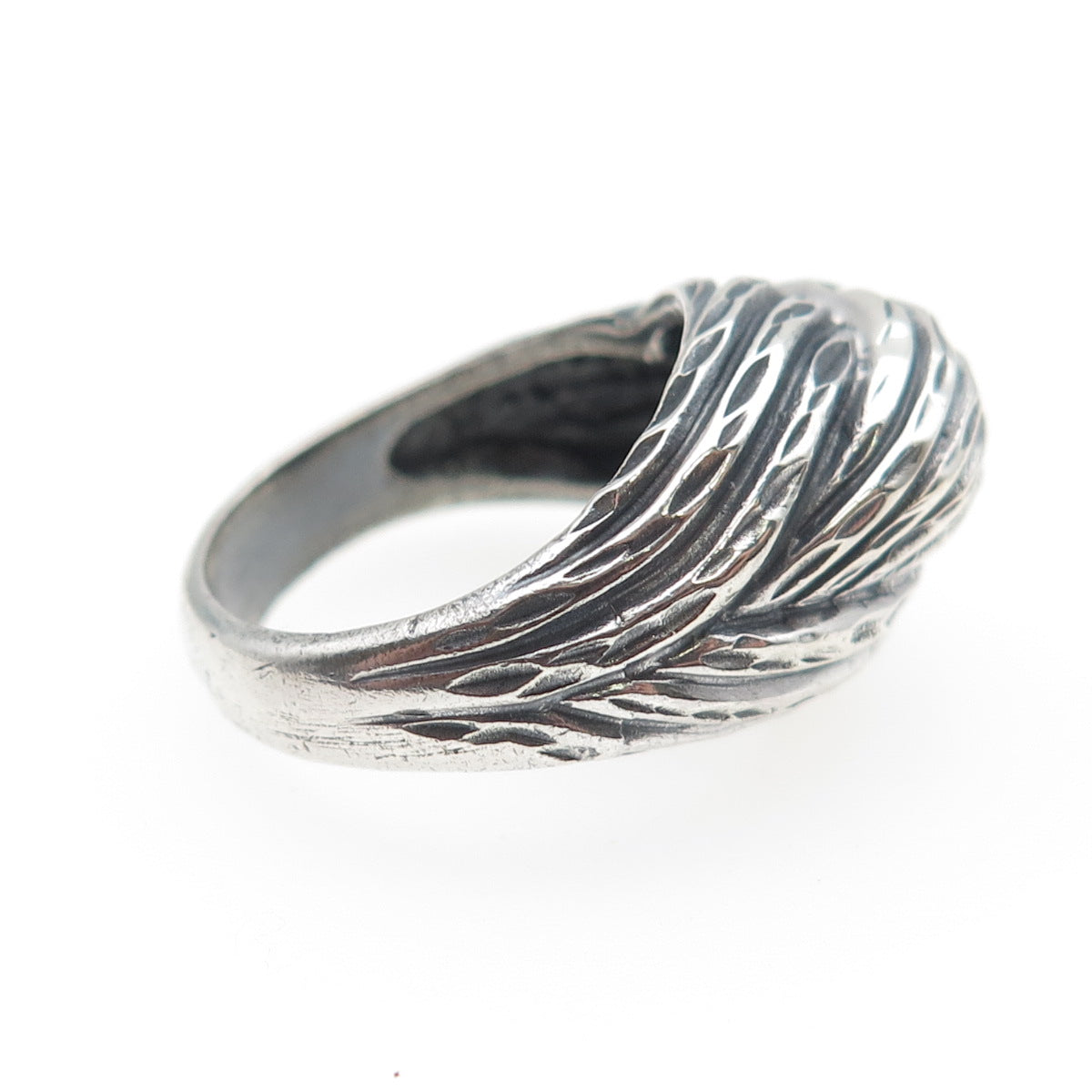 925 Sterling Silver Vintage Modernist Dome Oxidized Ring Size 6