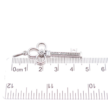 HN HENG NGAI 925 Sterling Silver Real Round-Cut Diamond Key Pendant