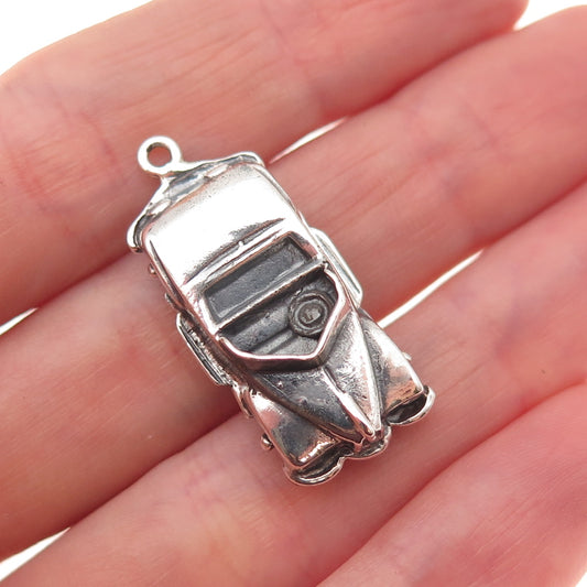 JewelArt 925 Sterling Silver Vintage Convertible Sports Car 3D Charm Pendant
