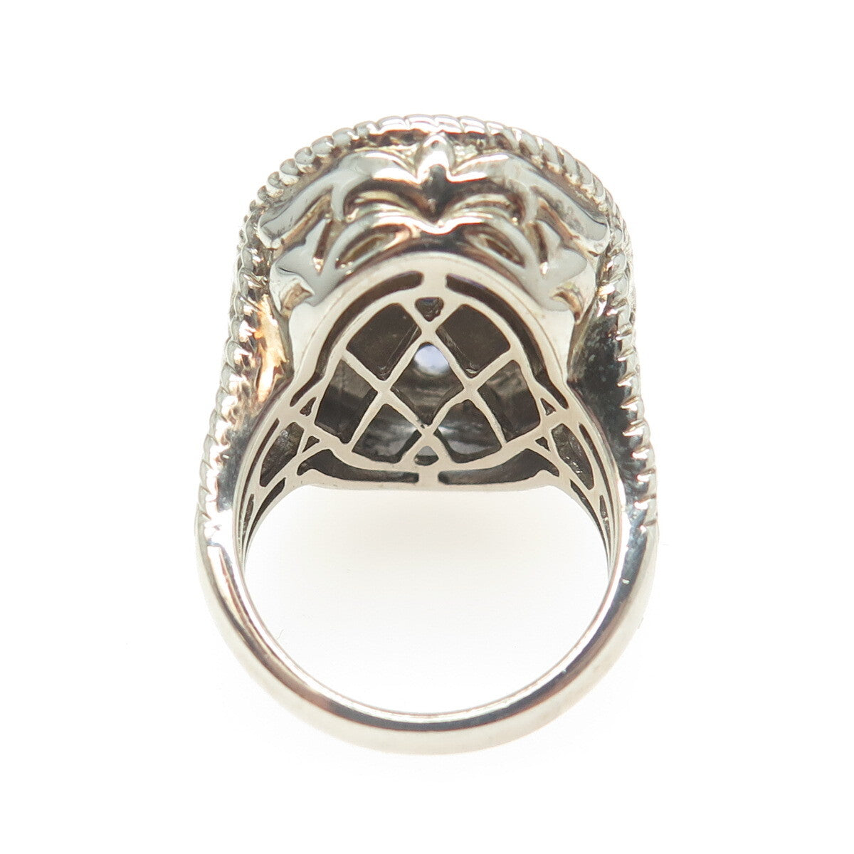 MICHELLE ALBALA 925 Sterling Silver 2-Tone Real Tanzanite Ring Size 6.25