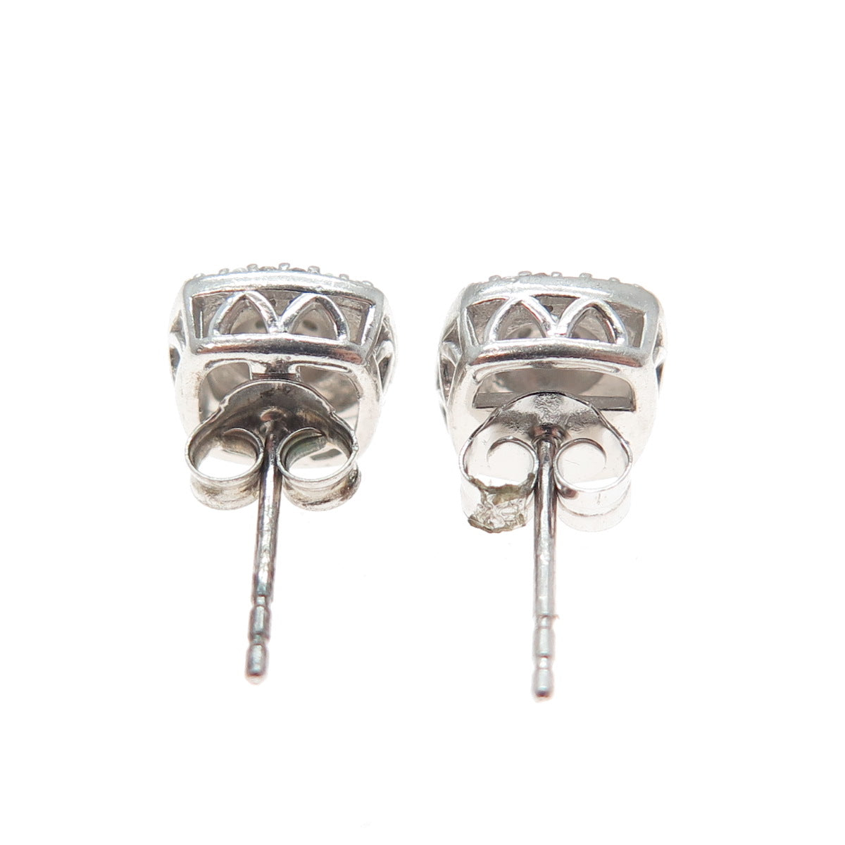 925 Sterling Silver Real Round-Cut Diamond Stud Earrings