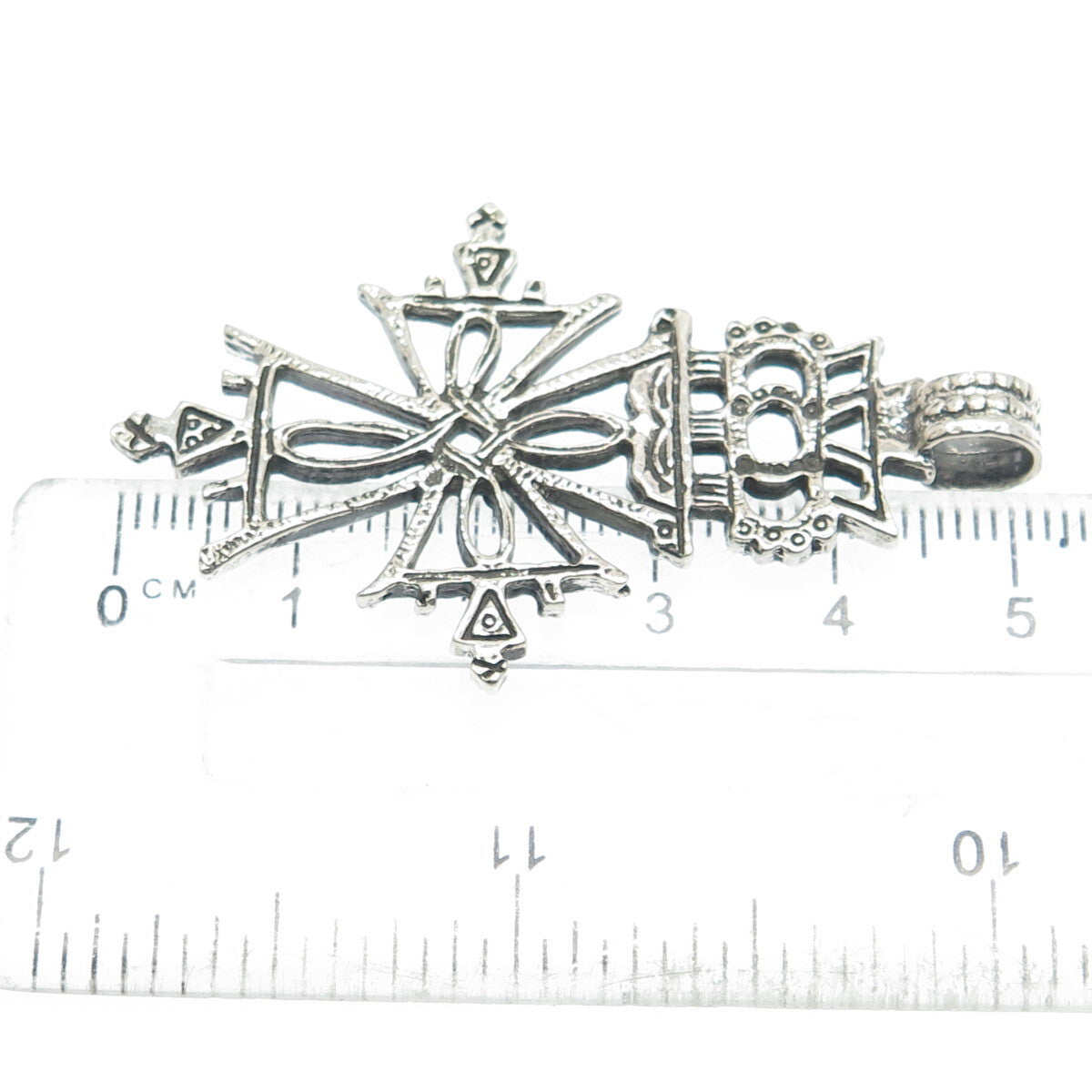 UNOAERRE 800 Silver Vintage Italy Cross Oxidized Pendant