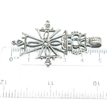 UNOAERRE 800 Silver Vintage Italy Cross Oxidized Pendant