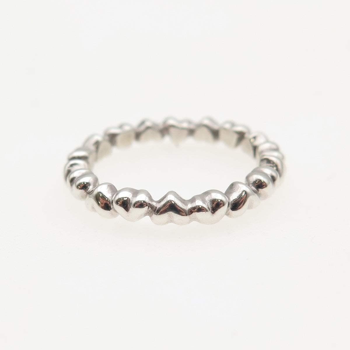 PANDORA 925 Sterling Silver Row of Hearts All Around Band Ring Size 5.25