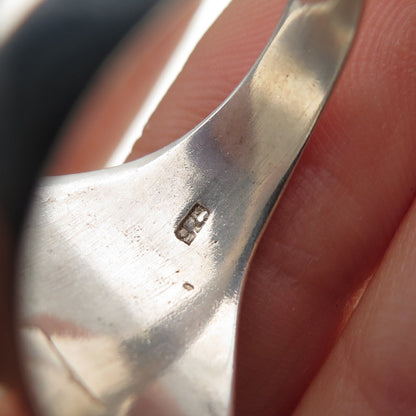 925 Sterling Silver Vintage Real Black Onyx Peace Symbol Ring Size 9.75