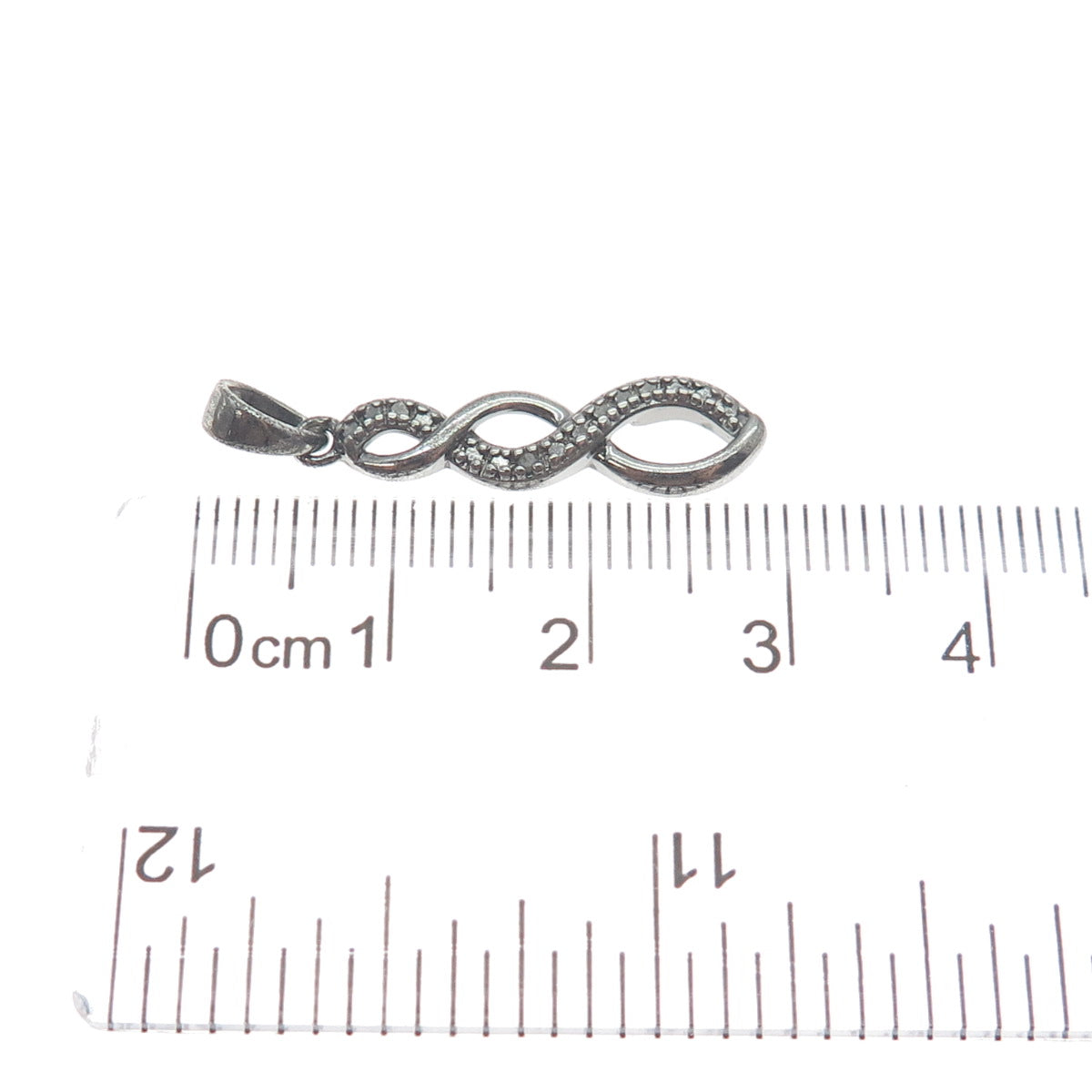 ROSS SIMONS Sterling Silver Black Rhodium Real Diamond Accent Infinity Pendant