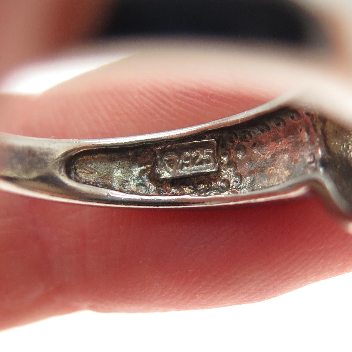 925 Sterling Silver Vintage Optic Fiber Cat's Eye Modernist Ring Size 8