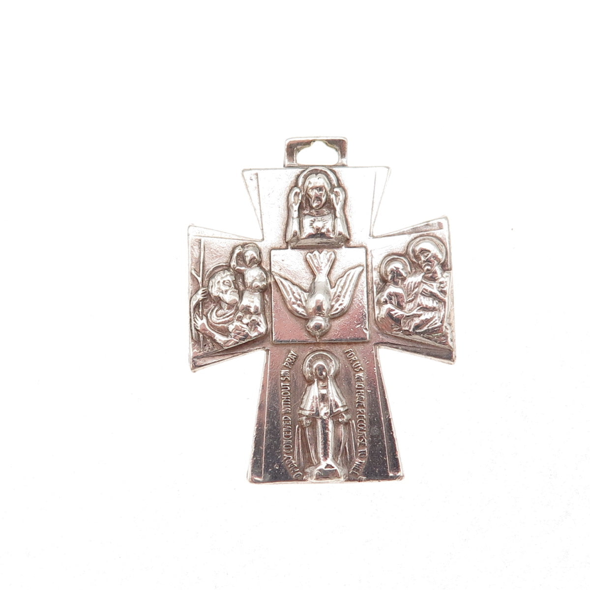 925 Sterling Silver Antique Art Deco 4-Way Cross Oxidized Charm Pendant