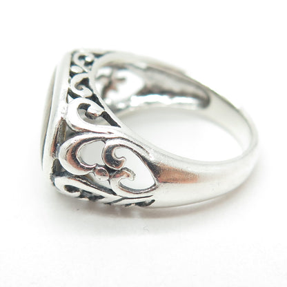 925 Sterling Silver Vintage Real Tiger Eye Swirl Ring Size 7.75