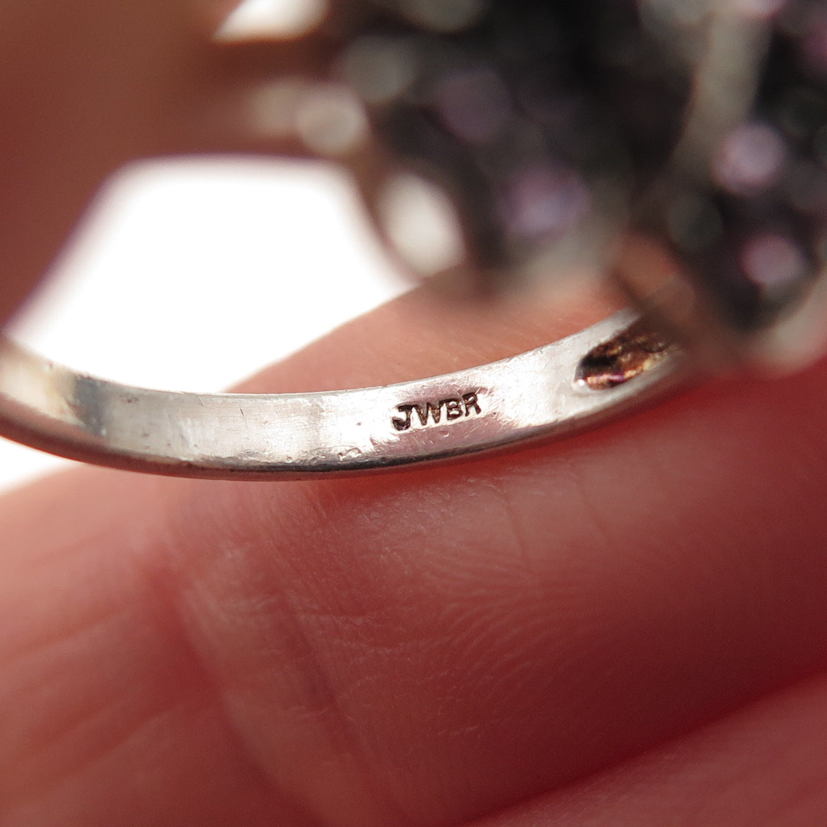 Jane Seymour 925 Sterling Silver Real Diamond Amethyst Butterfly Ring Size 6.75