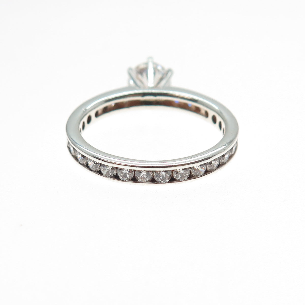 925 Sterling Silver Round-Cut C Z All Around Engagement Ring Size 10