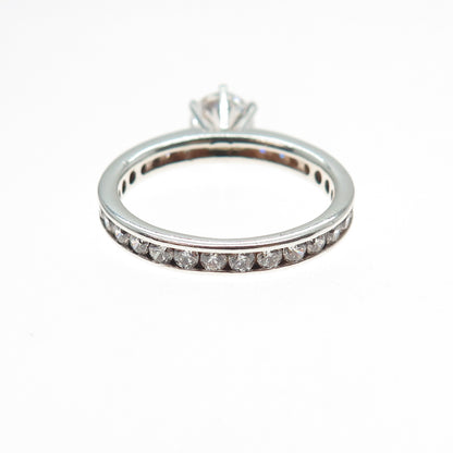 925 Sterling Silver Round-Cut C Z All Around Engagement Ring Size 10