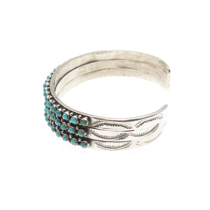 Old Pawn Sterling Silver Vintage Turquoise Snake Eye Adjustable Bracelet 6.25"