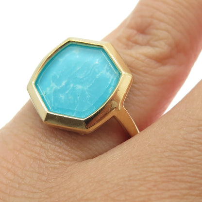 KENDRA SCOTT 925 Sterling Silver Gold Plated Real Turquoise Ring Size 3.25