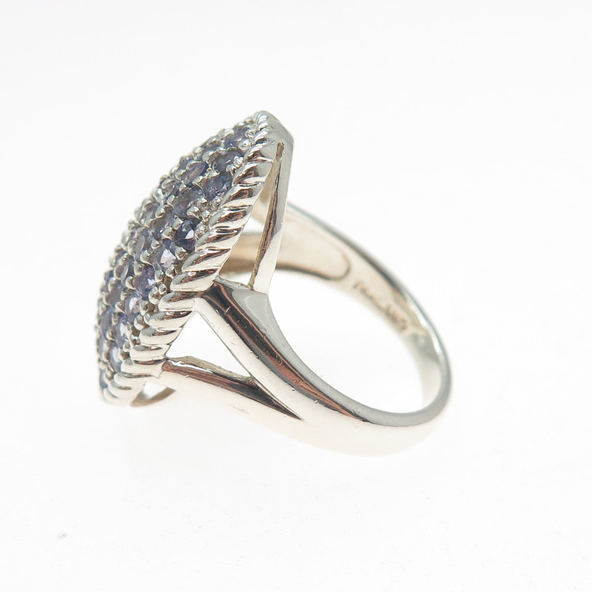 KEN CRAFTS 925 Sterling Silver Real Round-Cut Tanzanite Ring Size 7.25