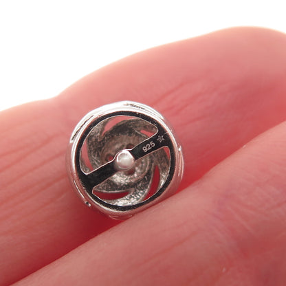 925 Sterling Silver Real Round-Cut Diamond Swirl Stud Earrings