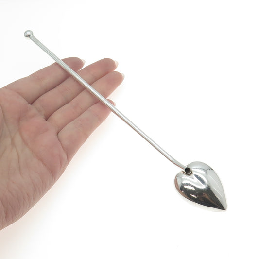 925 Sterling Silver Vintage Heart Cocktail Spoon Straw