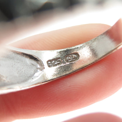 925 Sterling Silver Vintage Round-Cut C Z Dragon Skin Oxidized Ring Size 10.75