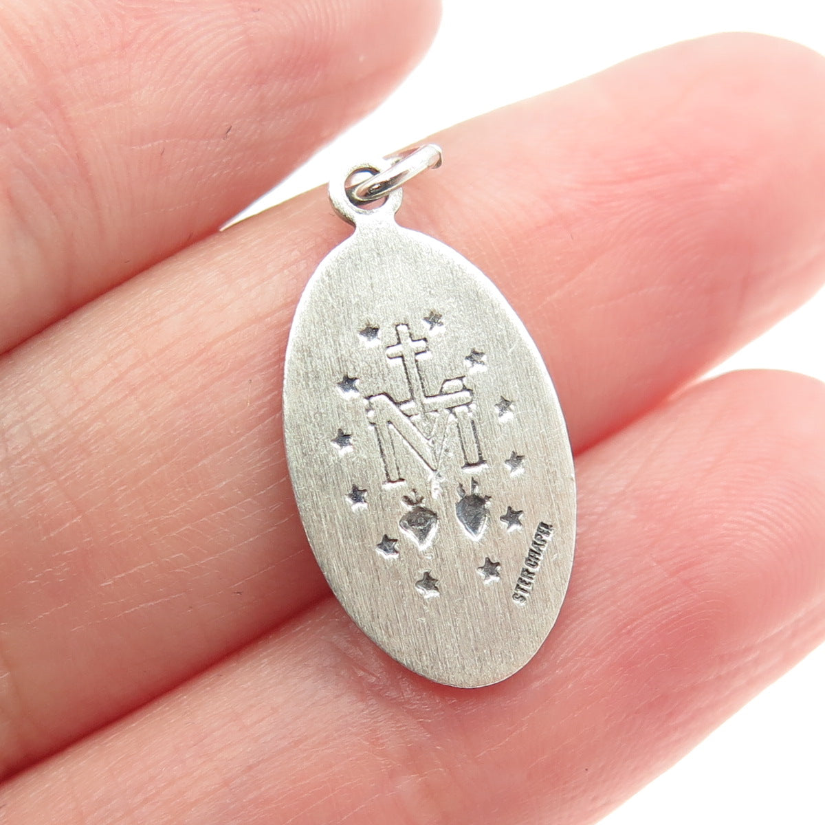 CHAPEL 925 Sterling Silver Antique Art Deco St. Mary Religious Pendant