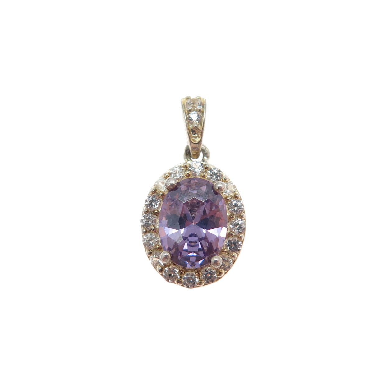 925 Sterling Silver Gold Plated Real Amethyst & White Topaz Minimalist Pendant