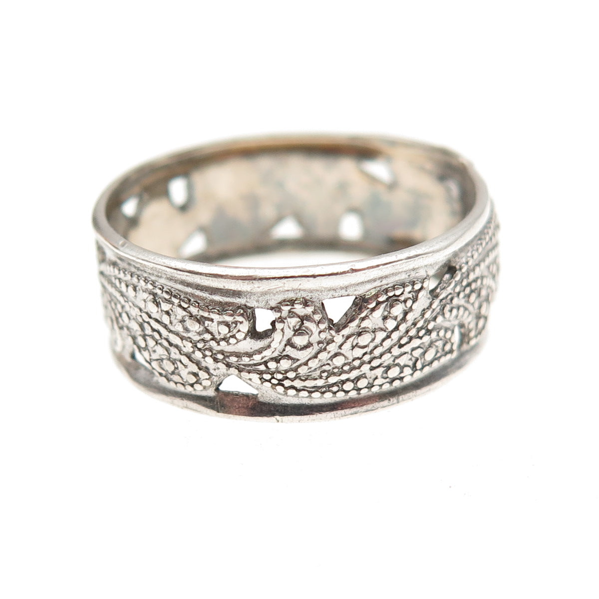ESPO Joseph Esposito Sterling Silver Antique Art Deco Floral Band Ring Size 9.75