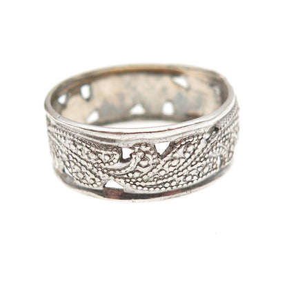 ESPO Joseph Esposito Sterling Silver Antique Art Deco Floral Band Ring Size 9.75