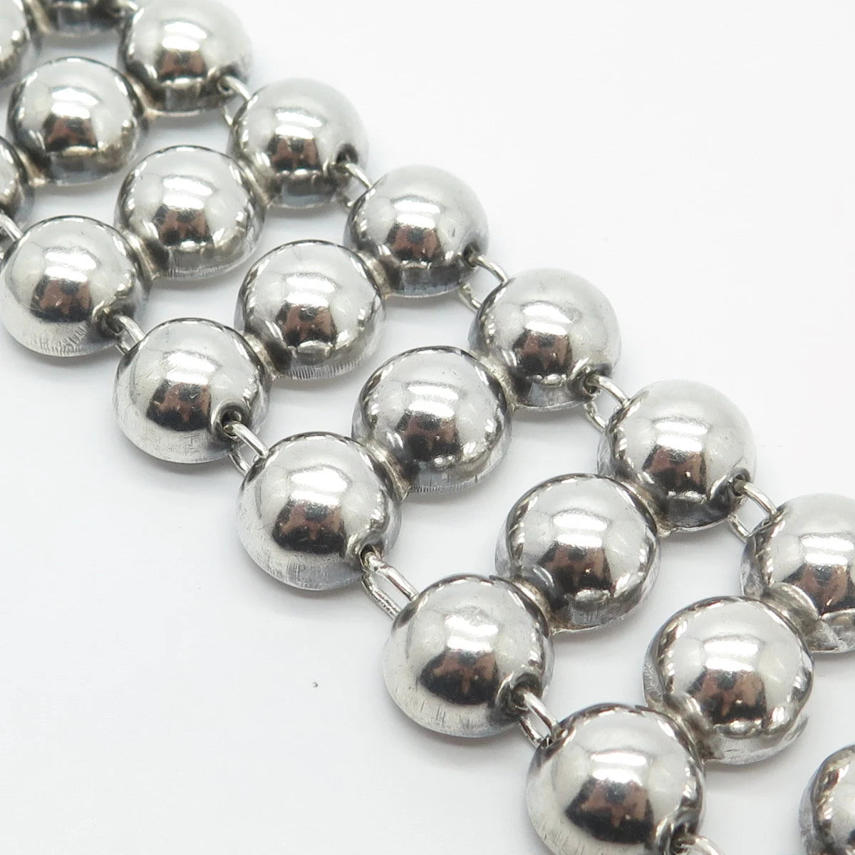 925 Sterling Silver Vintage Ball Link Bracelet 7"
