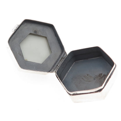 925 Sterling Silver Vintage Ceramic Floral Pill / Snuff Box
