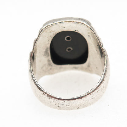 L.G. Balfour 925 Sterling Silver Antique Art Deco Real Black Onyx Ring Size 9.25