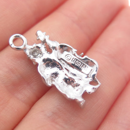 MORIAH 925 Sterling Silver Vintage Upright Bass Musician Mini Charm Pendant