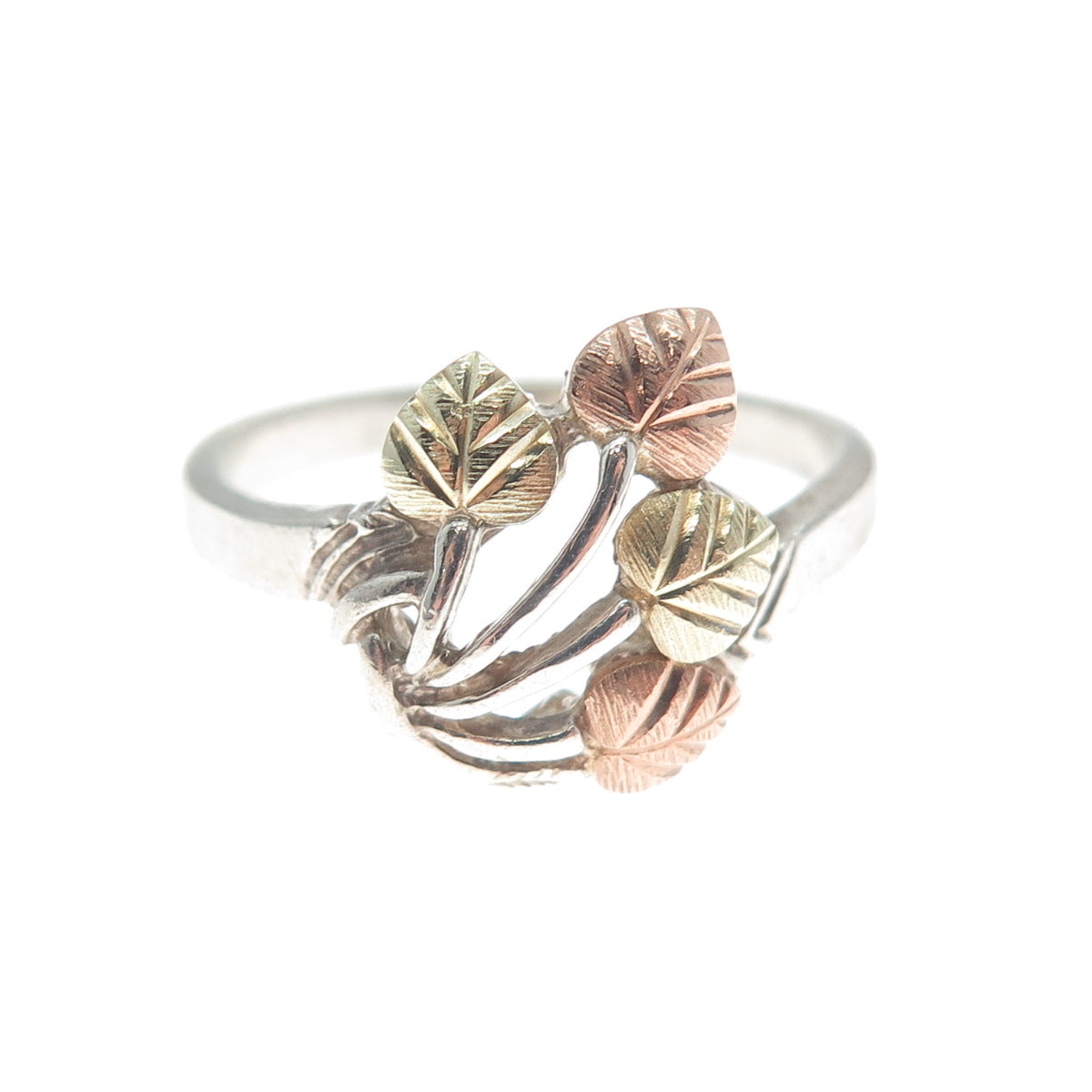 COLEMAN CO. 12K Rose & Yellow Gold Sterling Vintage Black Hills Ring Size 7.25