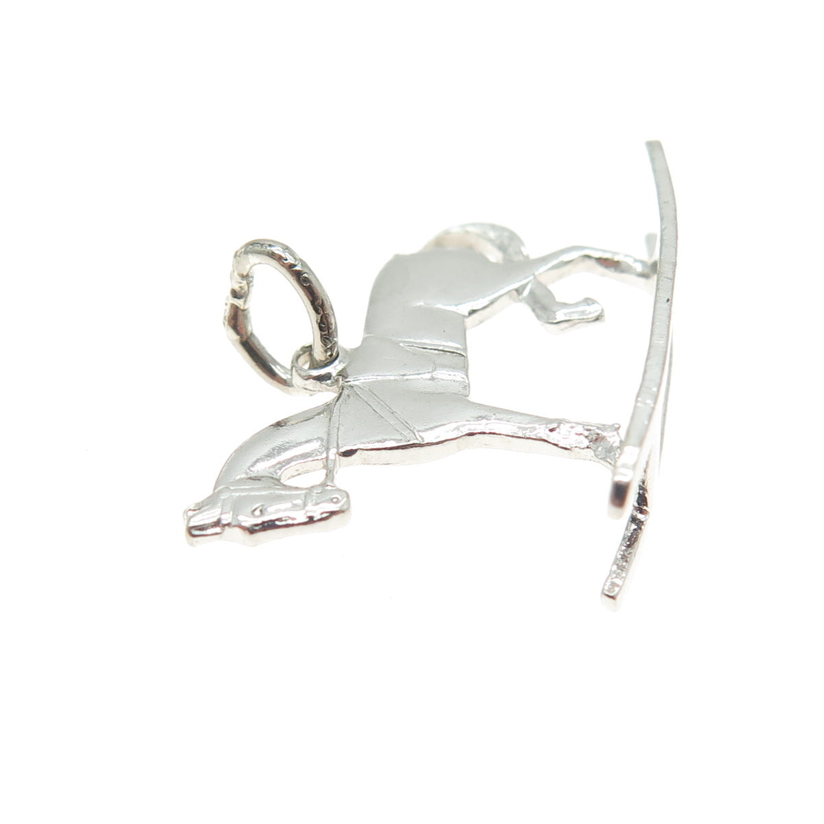 925 Sterling Silver Antique Art Deco Rocking Horse Minimalist Charm Pendant