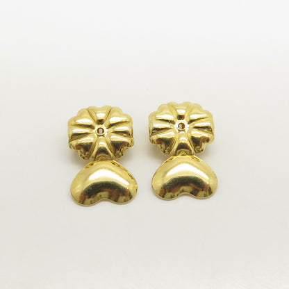 925 Sterling Silver Yellow Gold Plated Heart Butterfly Push Backs for Earrings